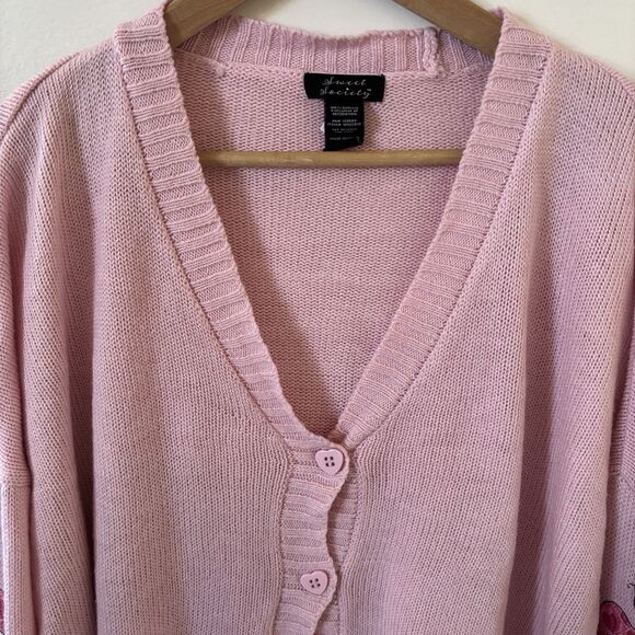 Sweet Society Hot Topic Womens Cardigan Sweater Pink M Cottagecore Coquette Cute - Picture 2 of 9